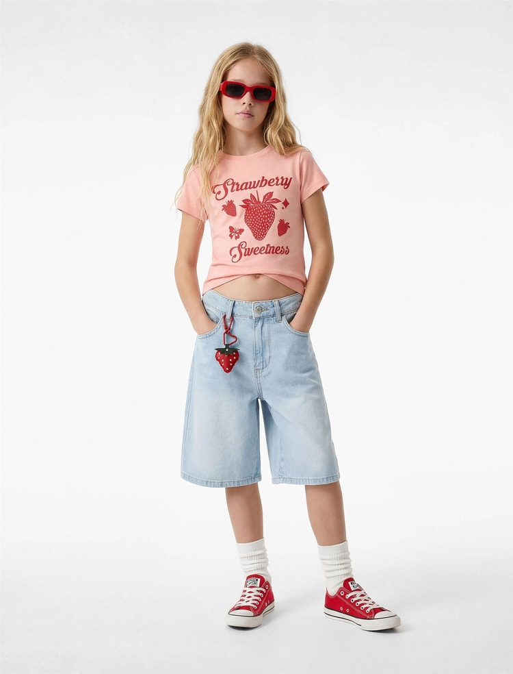 Koton Y26 6Skg10032Ak 274 Pembe Kız Çocuk Jersey Kısa Kol T-Shirt