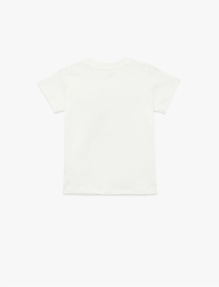 Koton Y26 6Skg10036Ak 010 Ekru Kız Çocuk Jersey Kısa Kol T-Shirt