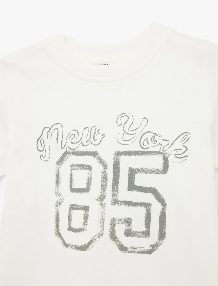 Koton Y26 6Skg10036Ak 010 Ekru Kız Çocuk Jersey Kısa Kol T-Shirt