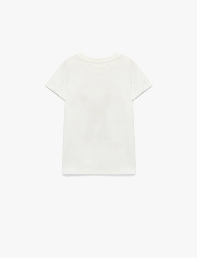 Koton Y26 6Skg10037Ak 010 Ekru Kız Çocuk Jersey Kısa Kol T-Shirt