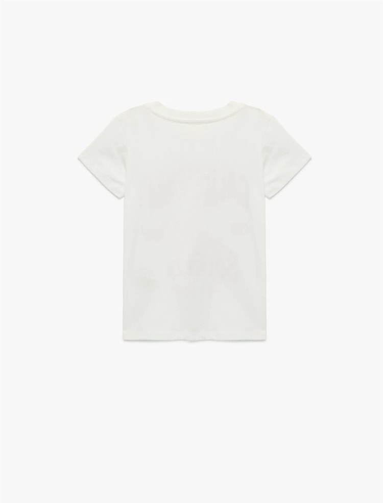Koton Y26 6Skg10039Ak 010 Ekru Kız Çocuk Jersey Kısa Kol T-Shirt