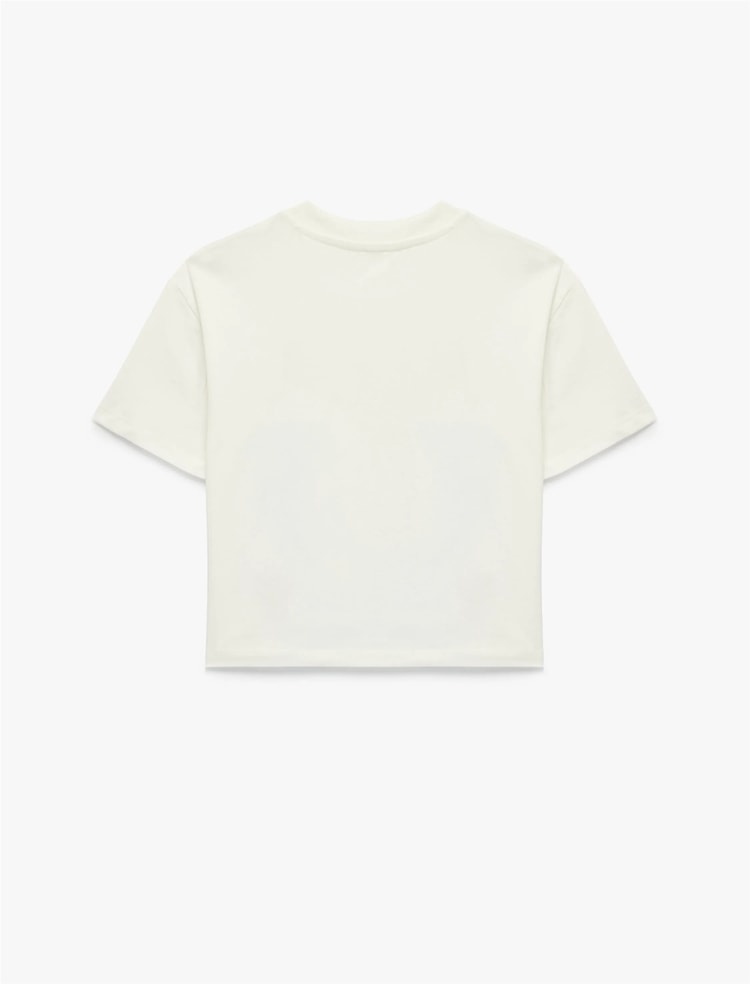 Koton Y26 6Skg10104Ak 010 Ekru Kız Çocuk Jersey Kısa Kol T-Shirt