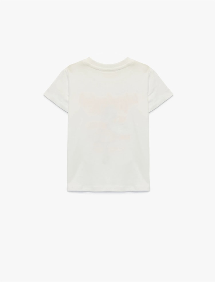 Koton Y26 6Skg10110Ak 010 Ekru Kız Çocuk Jersey Kısa Kol T-Shirt