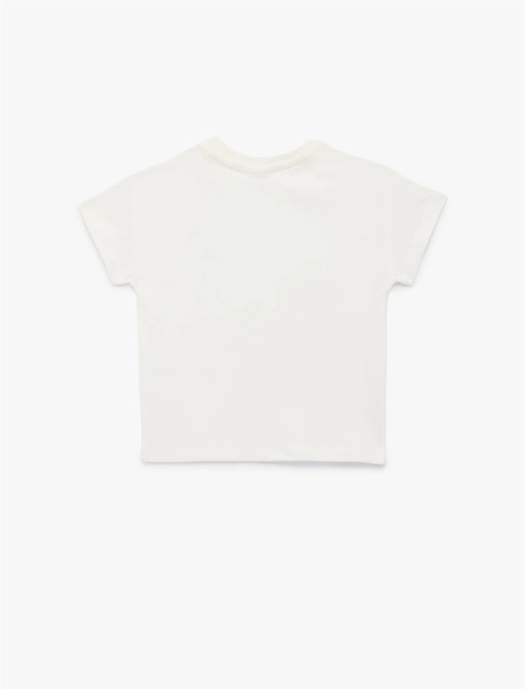 Koton Y26 6Smg10027Ak 010 Ekru Kız Bebek Jersey Kısa Kol T-Shirt