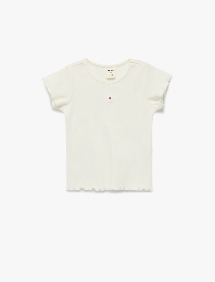Koton Y26 6Smg10034Ak 010 Ekru Kız Bebek Jersey Kısa Kol T-Shirt