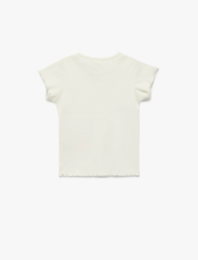 Koton Y26 6Smg10034Ak 010 Ekru Kız Bebek Jersey Kısa Kol T-Shirt