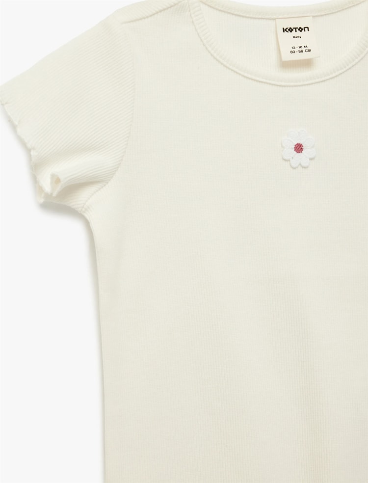 Koton Y26 6Smg10034Ak 010 Ekru Kız Bebek Jersey Kısa Kol T-Shirt