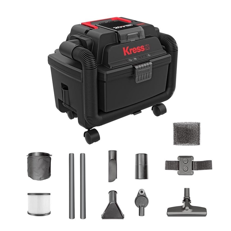 Kress KH035.9 20Volt 250W/17Kpa Flexi Esnek Hortumlu Şarjlı Islak/Kuru Süpürge & Üfleme (Akü Dahil Değildir)