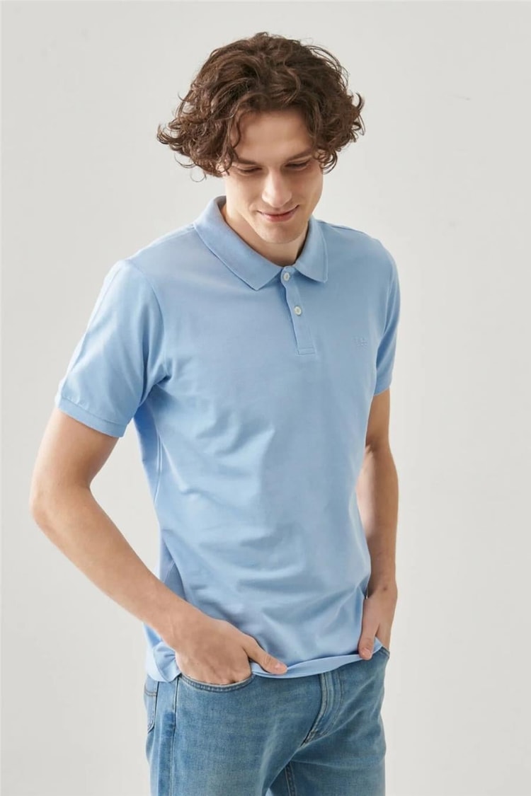 Lee L211810400 Mavi Erkek Polo T-shirt