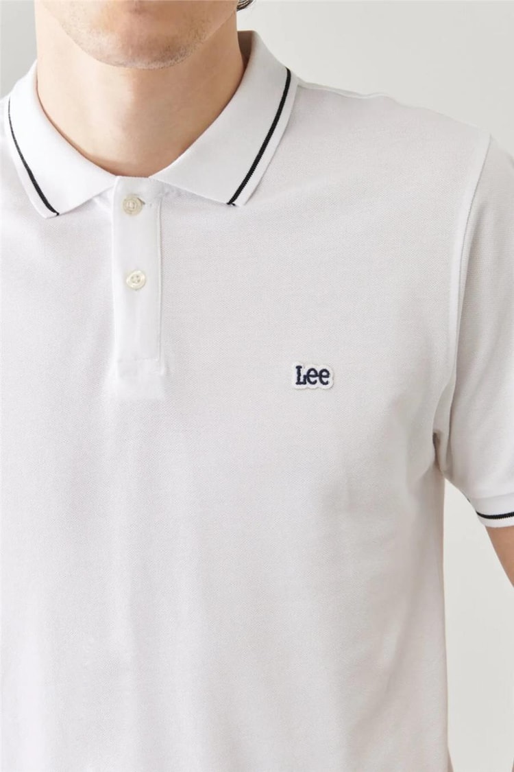 Lee L61Arllj Beyaz Erkek Ss Kısa Kollu Pıque Polo T-Shirt
