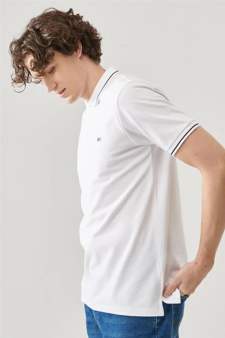 Lee L61Arllj Beyaz Erkek Ss Kısa Kollu Pıque Polo T-Shirt