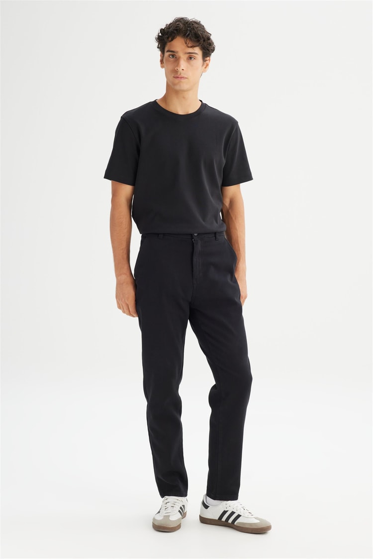Lee Lm0400001 001 Black Erkek Regular Normal Bel Dar Paca Orme Chıno Jogger Pantolon