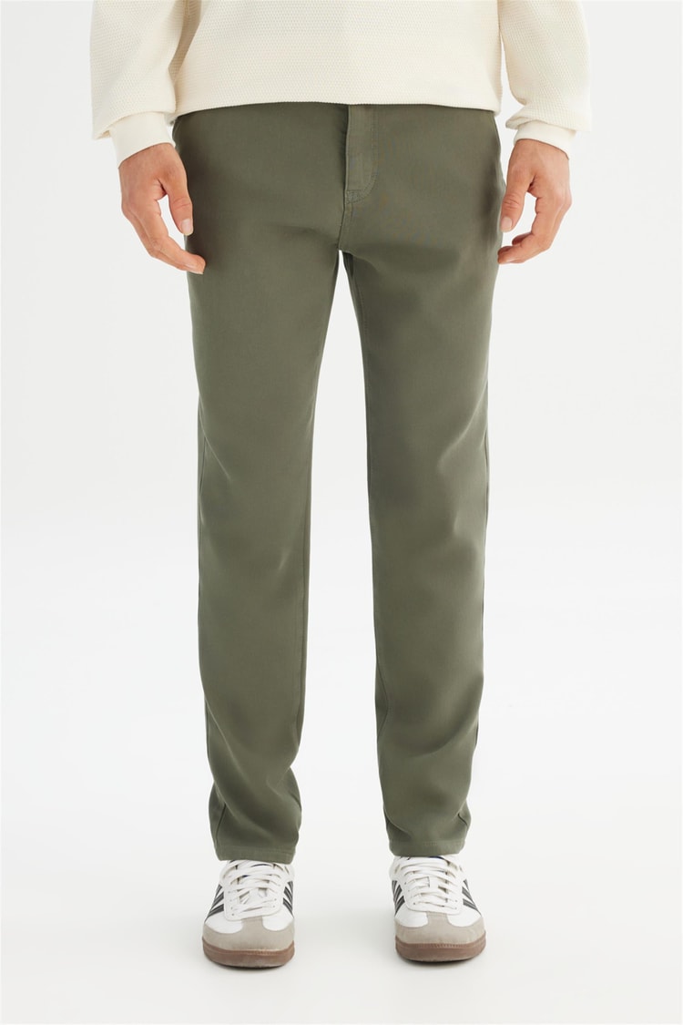 Lee Lm0400001 801 Khakı Erkek Regular Normal Bel Dar Paca Orme Chıno Jogger Pantolon
