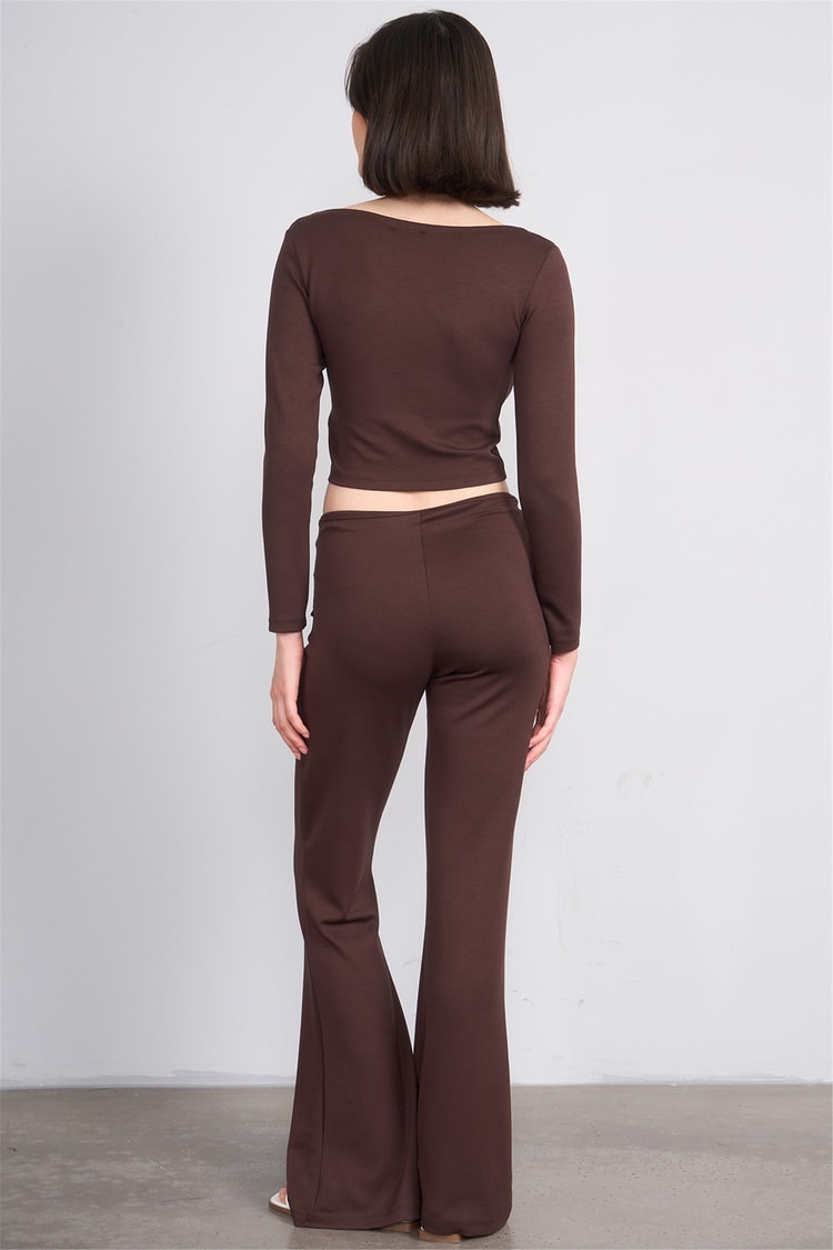Lefon 220647 Kahve Tokalı İspanyol Pantolon Takım 36-42