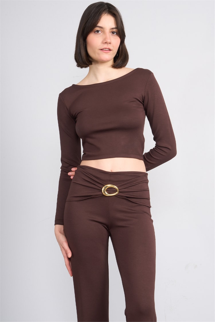 Lefon 220647 Kahve Tokalı İspanyol Pantolon Takım 36-42