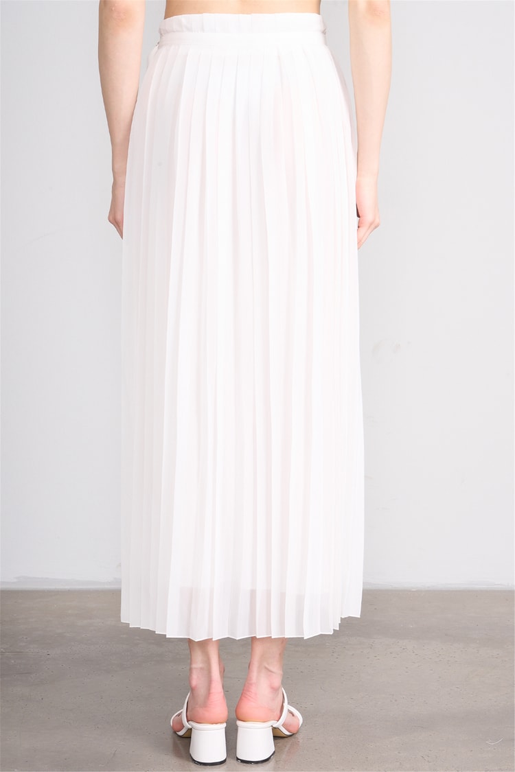 Lefon Y26 041027-K Ekru Kadın Pileli Uzun Etek