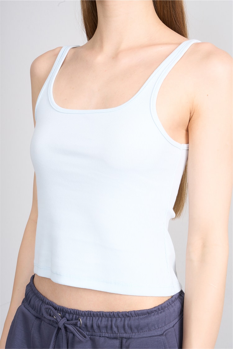 Lefon Y26 071693-K Bebe Mavi Kadın Acık Yaka Kaşkorse Crop ( Askılı Crop Atlet)