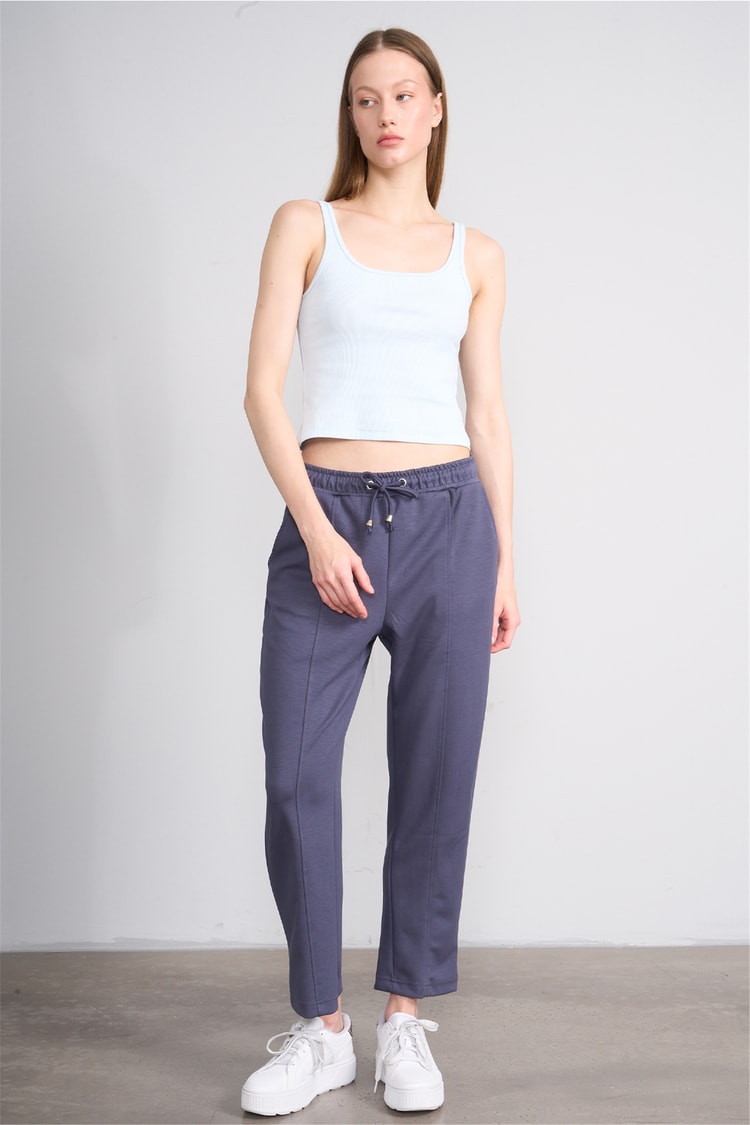 Lefon Y26 071693-K Bebe Mavi Kadın Acık Yaka Kaşkorse Crop ( Askılı Crop Atlet)