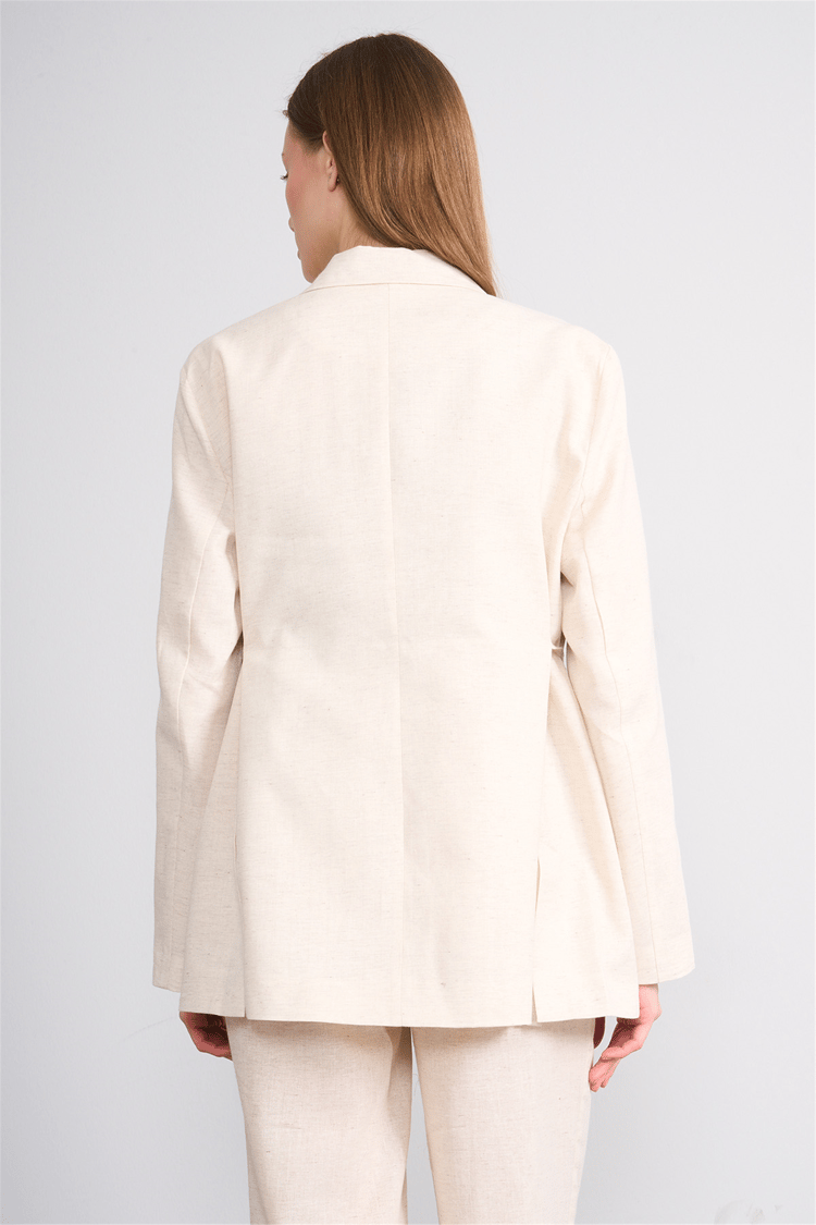 Lefon Y26 131052-K Naturel Kadın Belden Baglamalı Oversıze Ceket