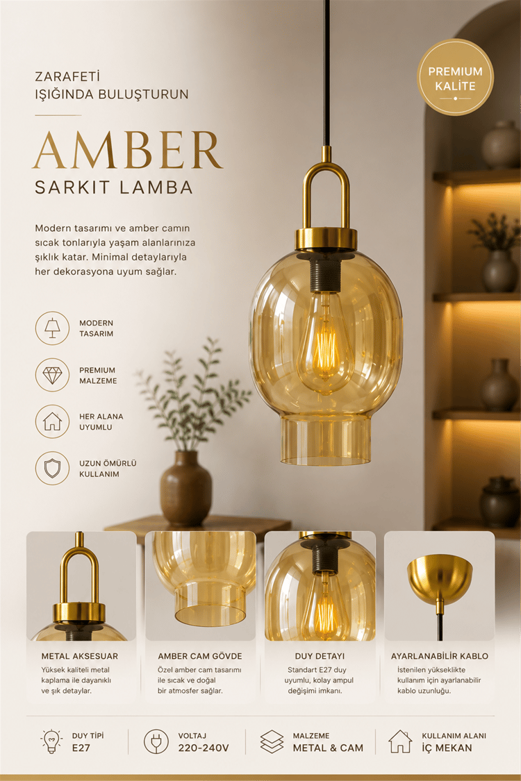 Lumexx Aura Tekli Bal Camlı Eskitme Sarkıt 9096-1