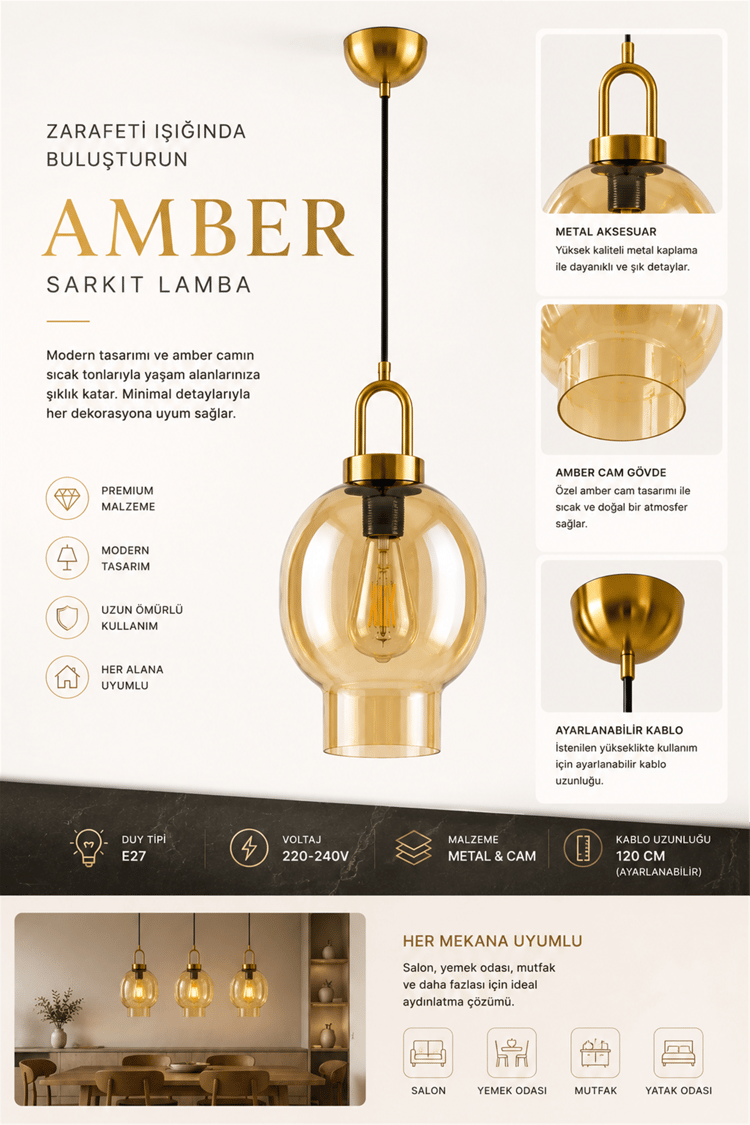 Lumexx Aura Tekli Bal Camlı Eskitme Sarkıt 9096-1