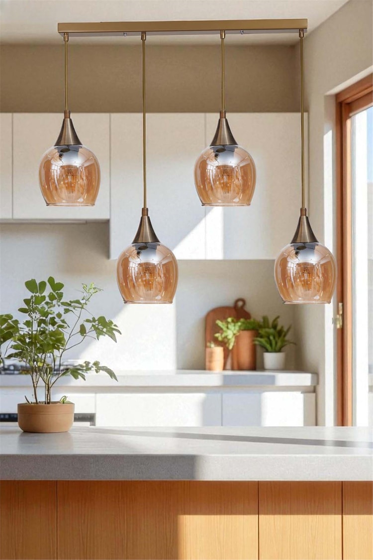 Lumexx Enzo 4 Lü Sıralı Eskitme Bal Camlı Sarkıt