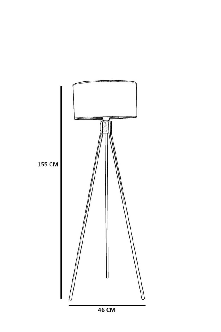 Lumexx Fısco Tripod Eskitme Lambader Silindir Hasır Siyah Abajurlu