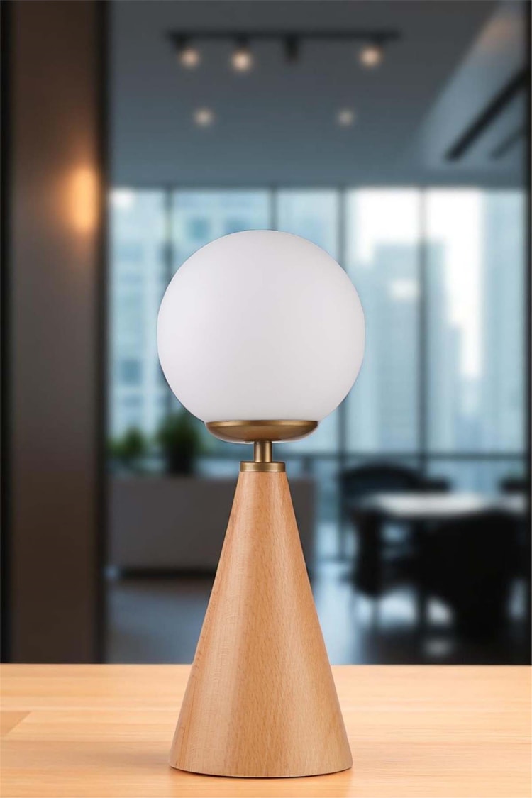 Lumexx Juno Naturel Beyaz Camlı Masa Lambası