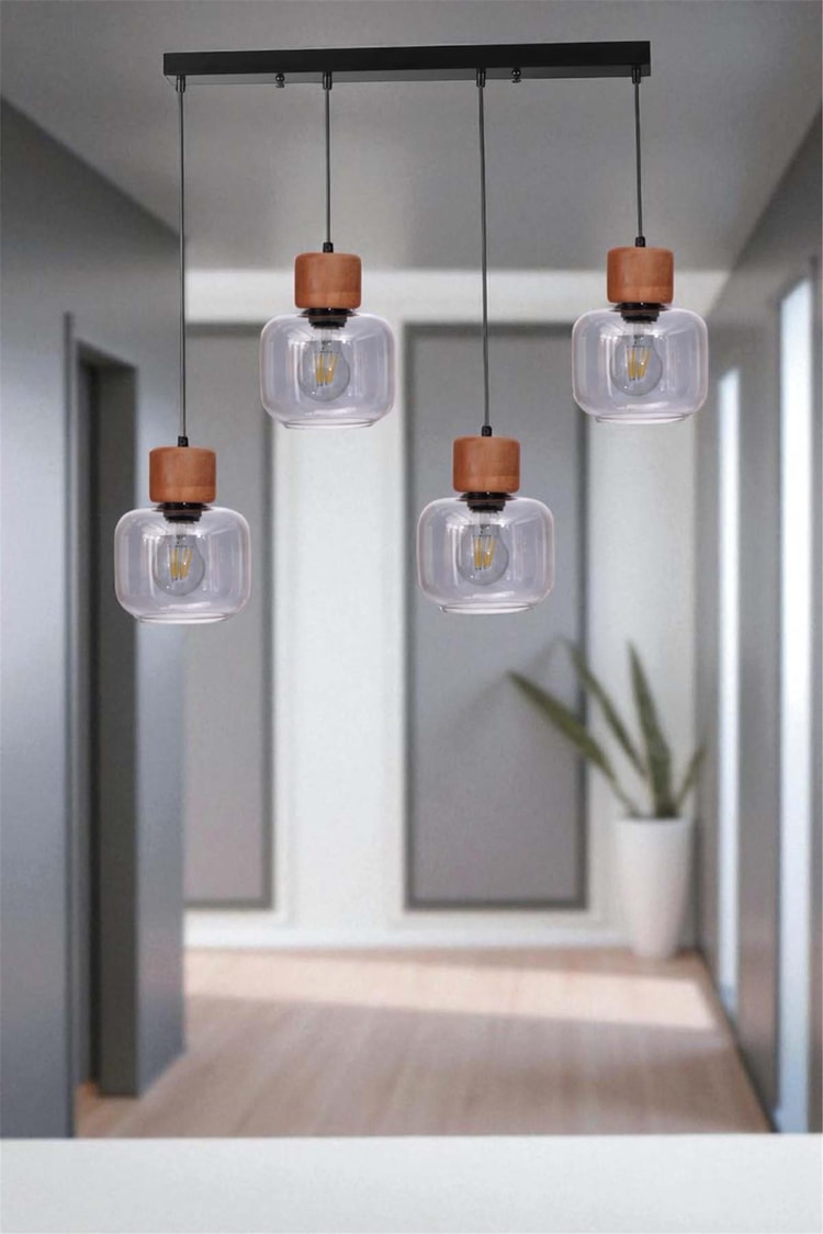 Lumexx Lidya 4 Lü Sıralı Siyah Füme Camlı Sarkıt