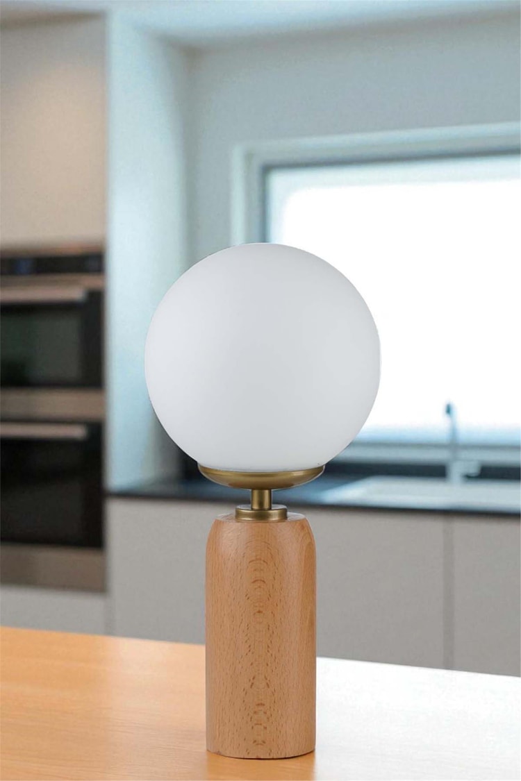 Lumexx Lole Naturel Beyaz Camlı Masa Lambası
