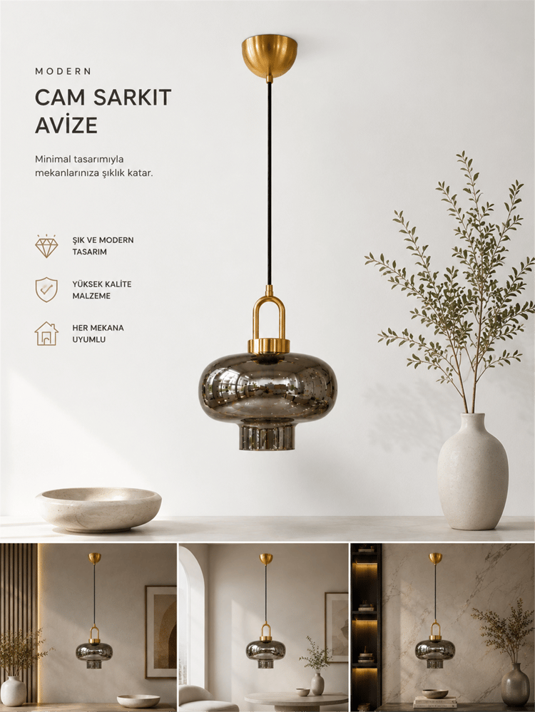 Lumexx Mono Tekli Füme Camlı Eskitme Sarkıt 9095-2