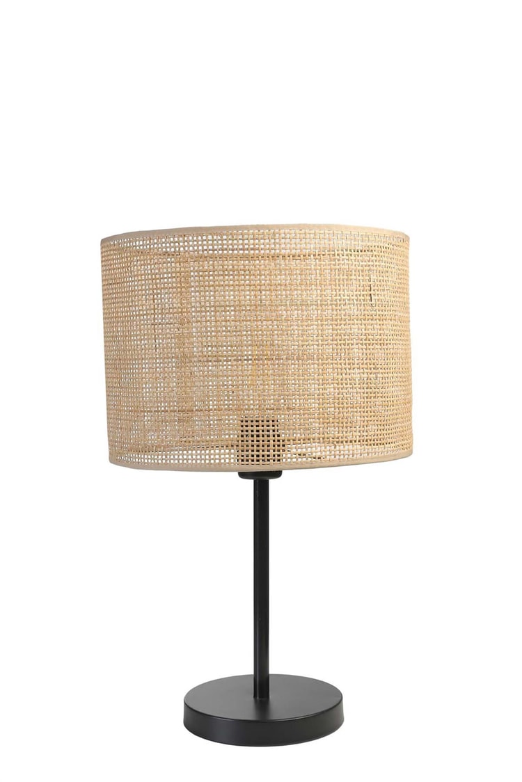 Lumexx Örgülü Rattan Abajurlu Masa Lambası Siyah