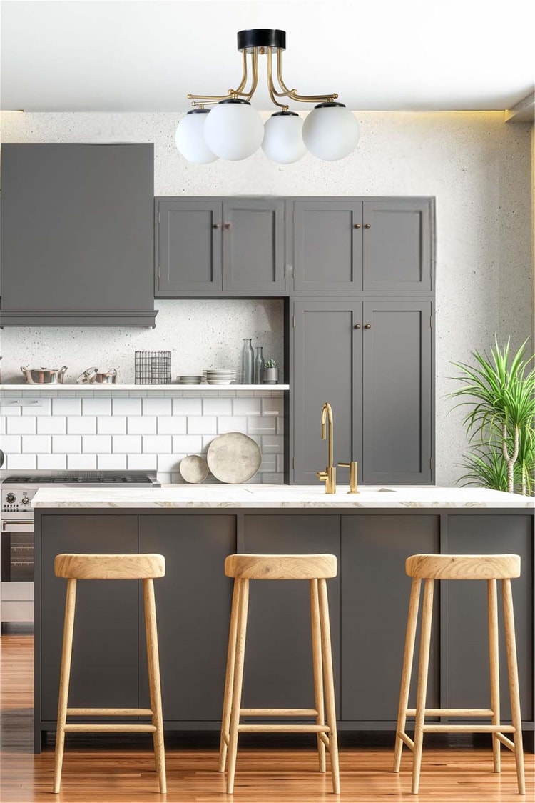 Lumexx Roma 4 Lü Siyah Beyaz Camlı Avize