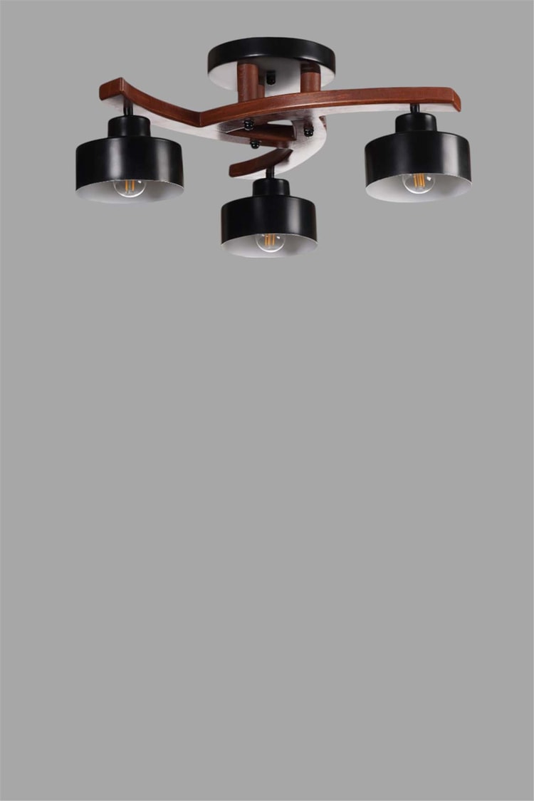 Lumexx Weston 3 Lü Ceviz Metal Başlıklı Plofonyer Avize