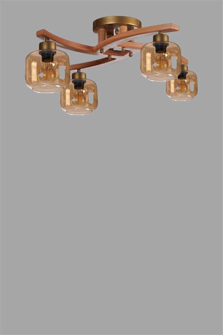 Lumexx Weston 4 Lü Naturel Bal Camlı Plofonyer Avize