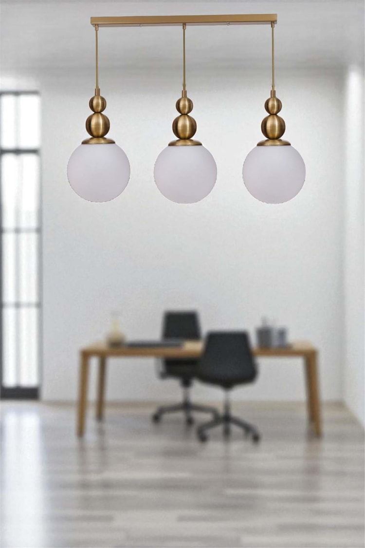 Lumexx Yaren 3 Lü Sıralı Eskitme Beyaz Camlı Sarkıt