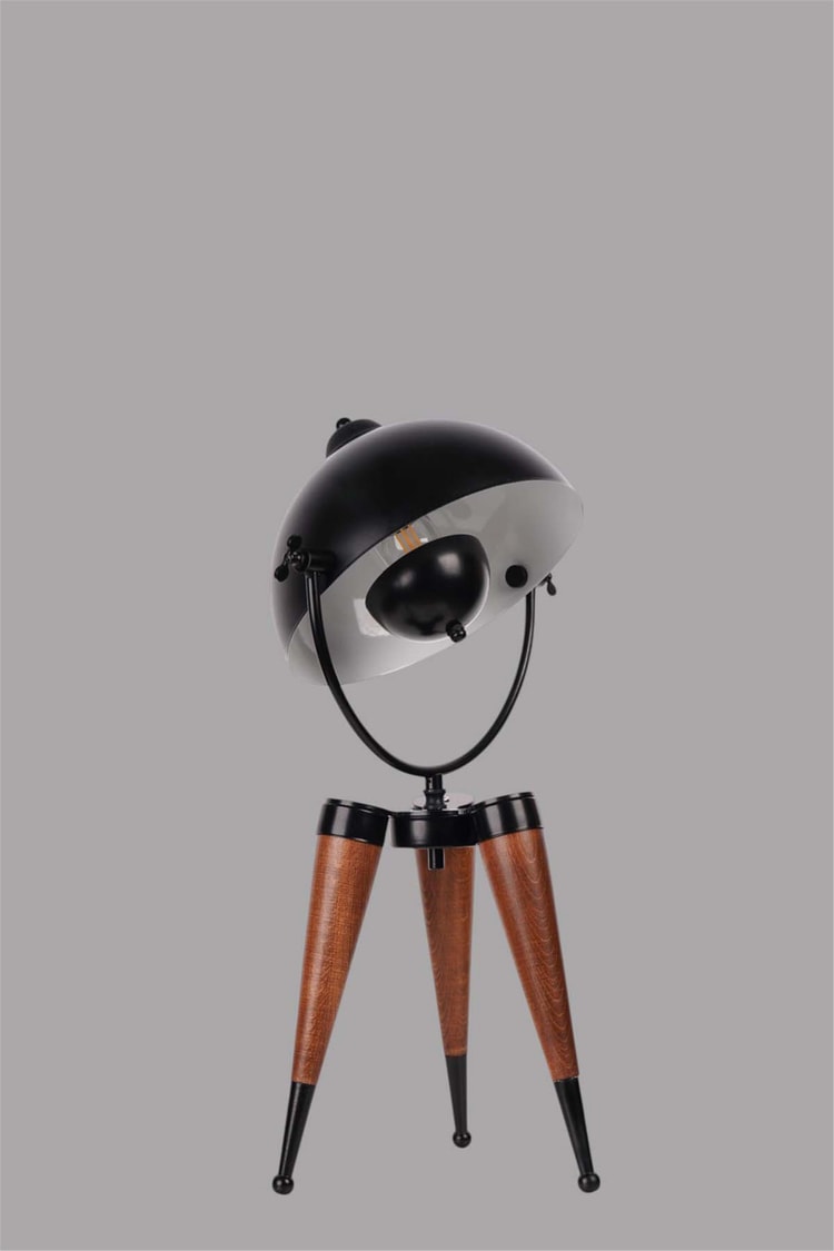 Lumexx Yeni Stil Ceviz Siyah Retro Başlıklı Masa Lambası