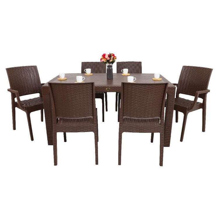 Mandella Elit 90x150 Rattan 2 Elit Koltuk 4 Elit Sandalye Masa Takımı Kahverengi