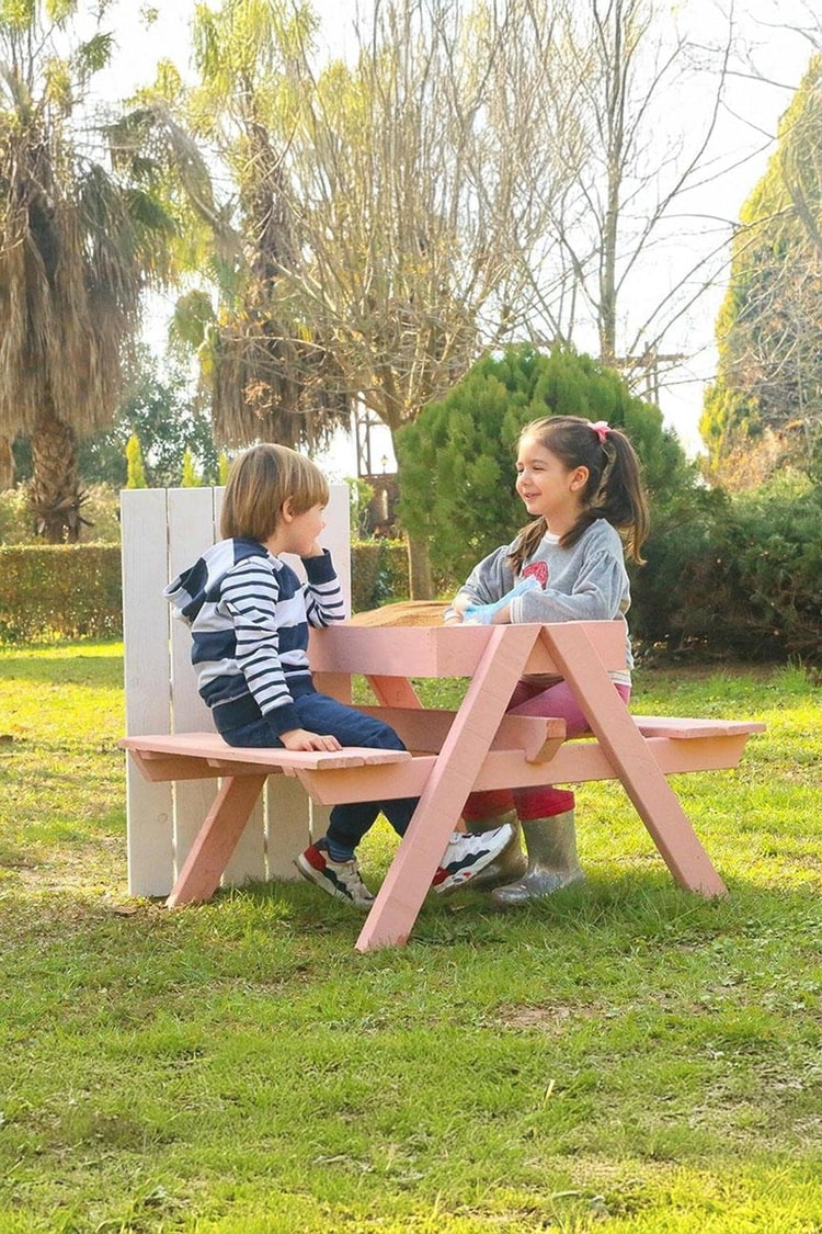 Mandu Ahşap Çocuk Piknik Masası Kum Havuzlu-Sg01