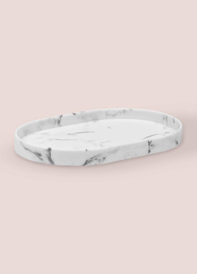 Marble Banyo Tepsisi Beyaz 30x20x3 cm