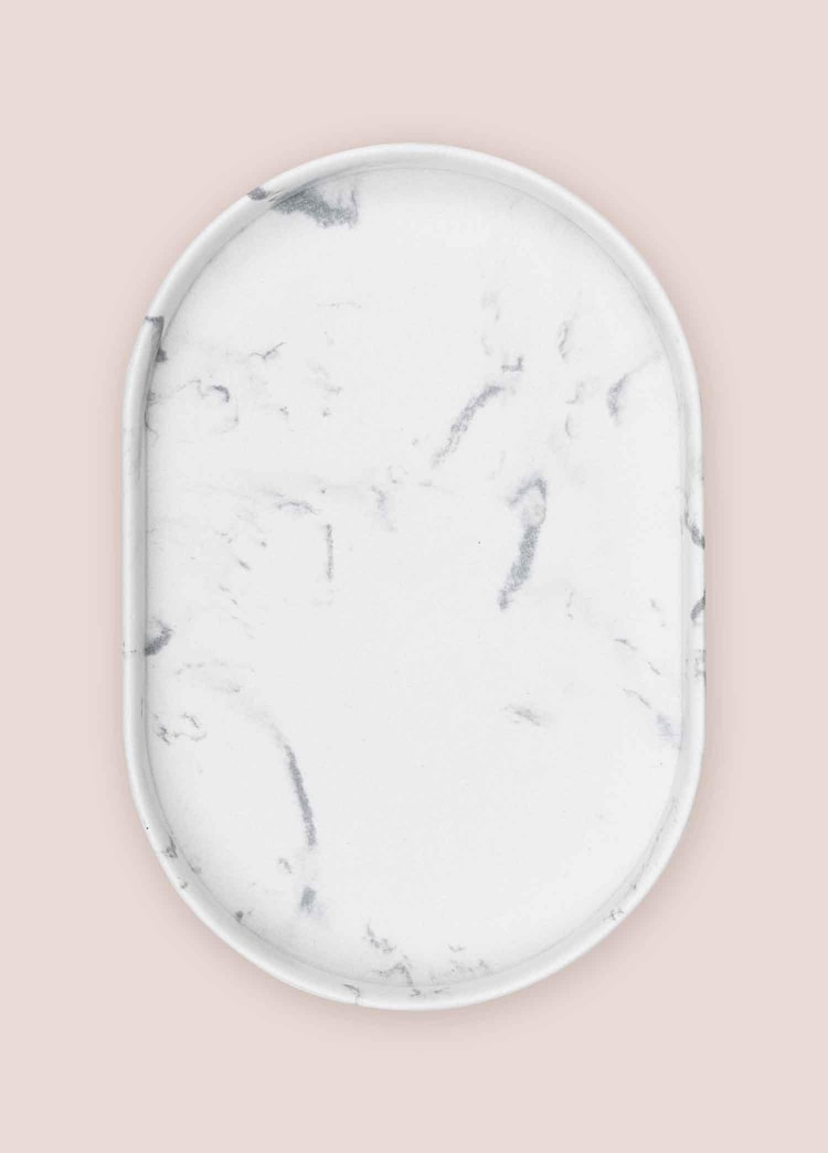 Marble Banyo Tepsisi Beyaz 30x20x3 cm