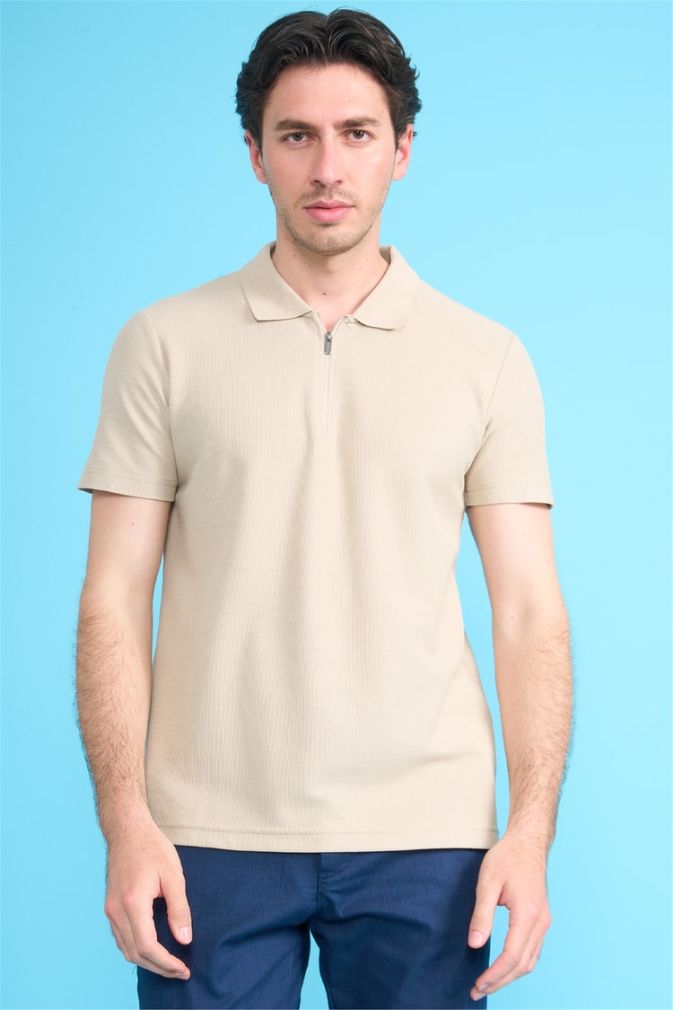 Mareteks 2655 Js Tas Erkek Polo Yaka A.P Fermuarlı T-Shırt