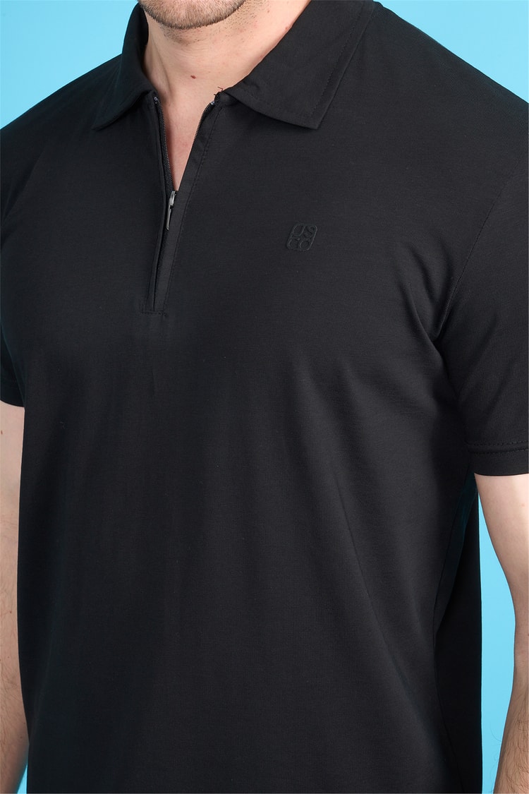 Mareteks 2656 Js Sıyah Erkek Polo Yaka Fermuar Lyc Suprem T-Shırt