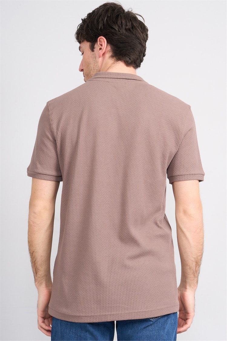 Mareteks 2660 Js Kahve Erkek Polo V Yaka Z Jakar T-Shırt