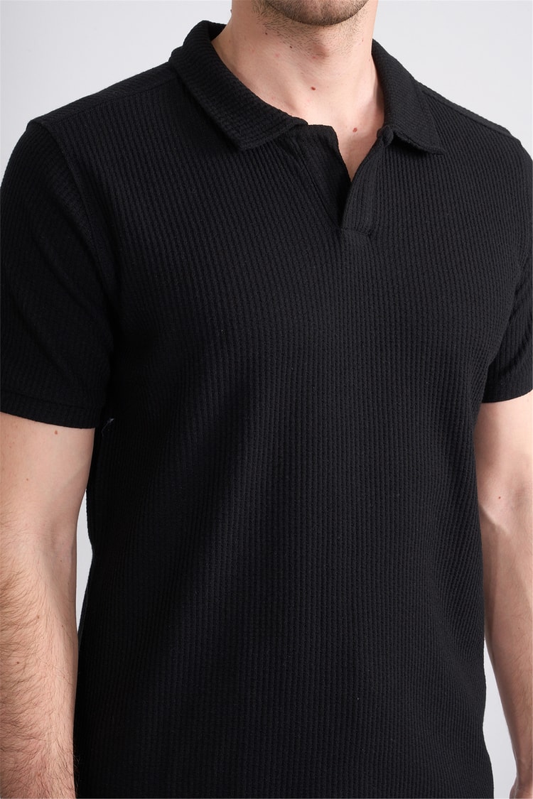 Mareteks 2660 Js Sıyah Erkek Polo V Yaka Z Jakar T-Shırt