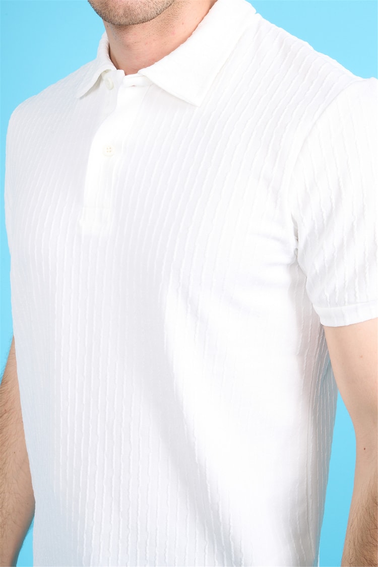 Mareteks 2666 Js Beyaz Erkek Polo Yaka Hat Jakar T-Shırt