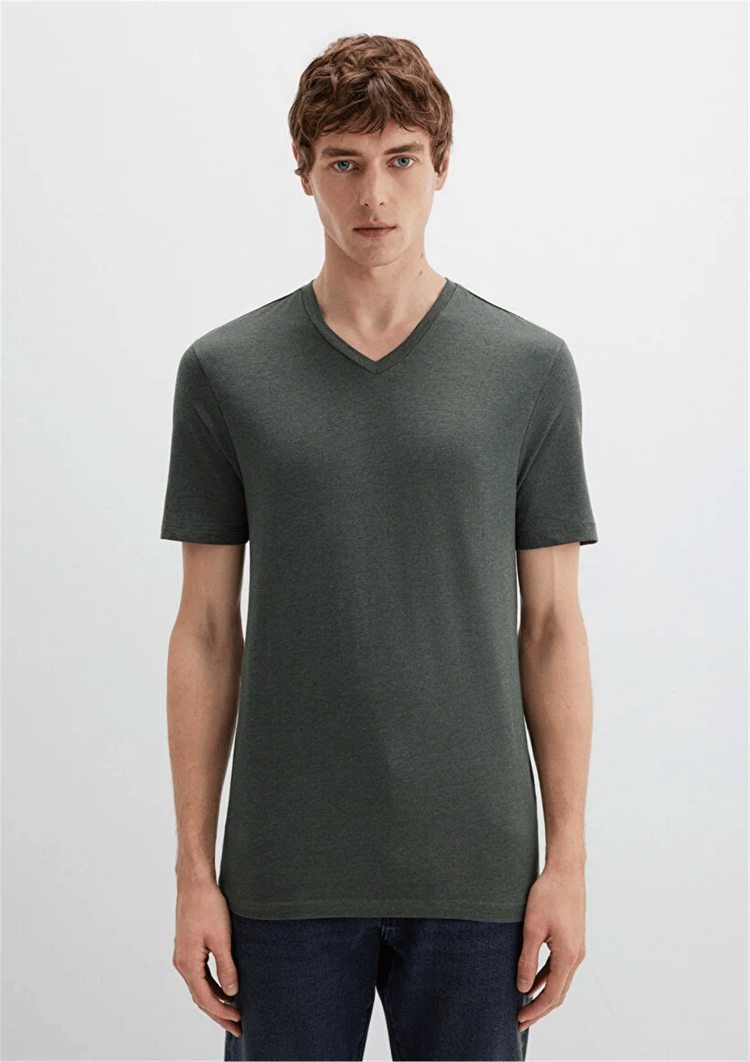Mavi 061748-25752 V Yaka Orman Yeşili T-Shirt