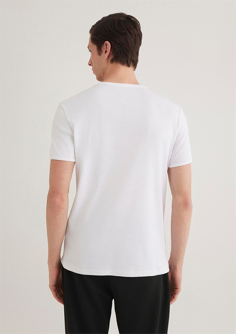 Mavi 063748-620 Erkek Beyaz V Yaka T-Shirt