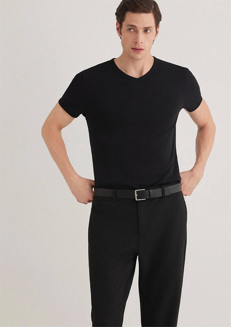 Mavi 063748-900 Erkek Siyah V Yaka T-Shirt