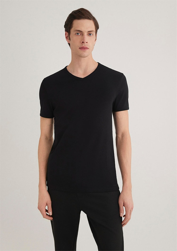 Mavi 063748-900 Erkek Siyah V Yaka T-Shirt